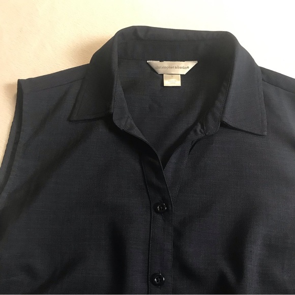 Christopher & Banks women’s blouse sleeveless button down Sz S color blue V-Neck - Picture 11 of 12
